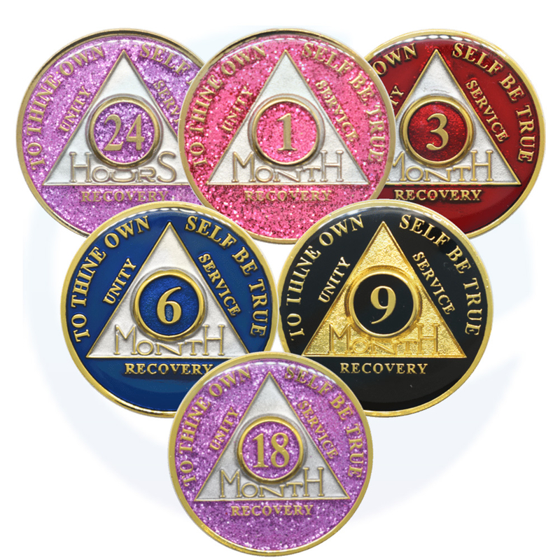 Glitter Triplate AA Coins 24 Hour & Monthly Celebration