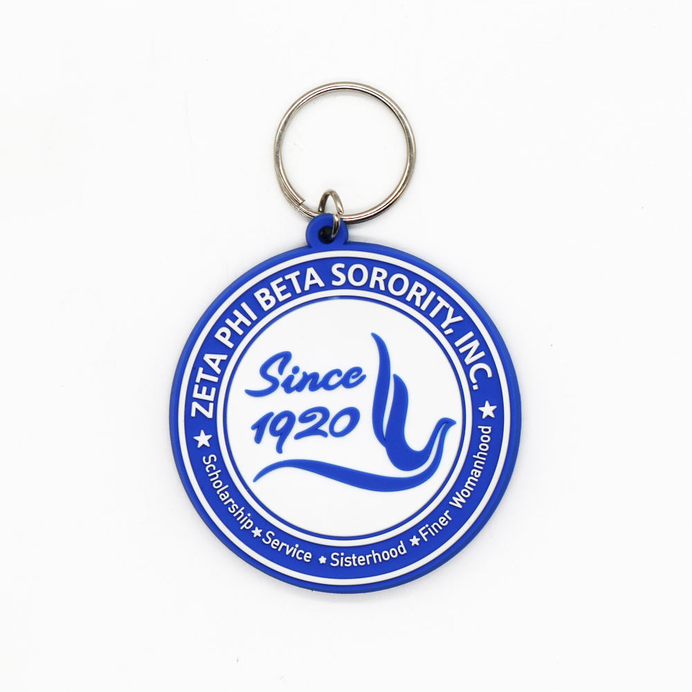 OES Star Greek Letters PVC Keychain White Sorority Fraternity Gifts Rubber Key Chain