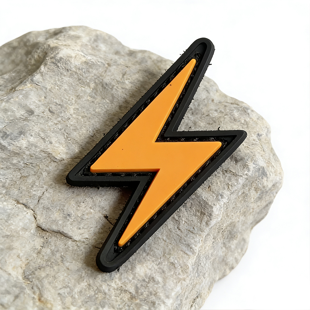 3D PVC Rubber Applique Patch With Hook,Lightning Stickers Badges Tactical Patches For Backpack,Hat,Armband