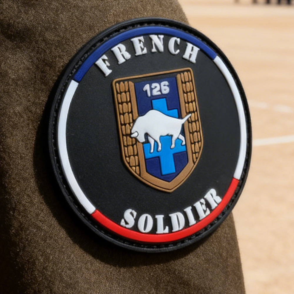 French Style Uniform PVC Patch Custom Soft Rubber Emblem Inspired by Classic French Elements for Clothing Bags Accessories