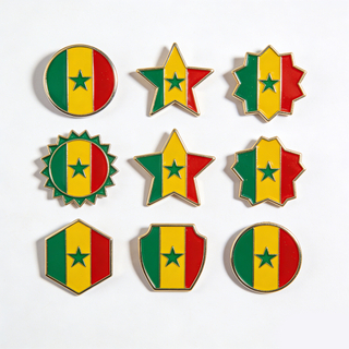 Custom High Quality Metal Enamel Senegal Pin Badge Magnet Souvenir Senegal Senegalese Map Flag National Emblem Brooches Badges Lapel Pins