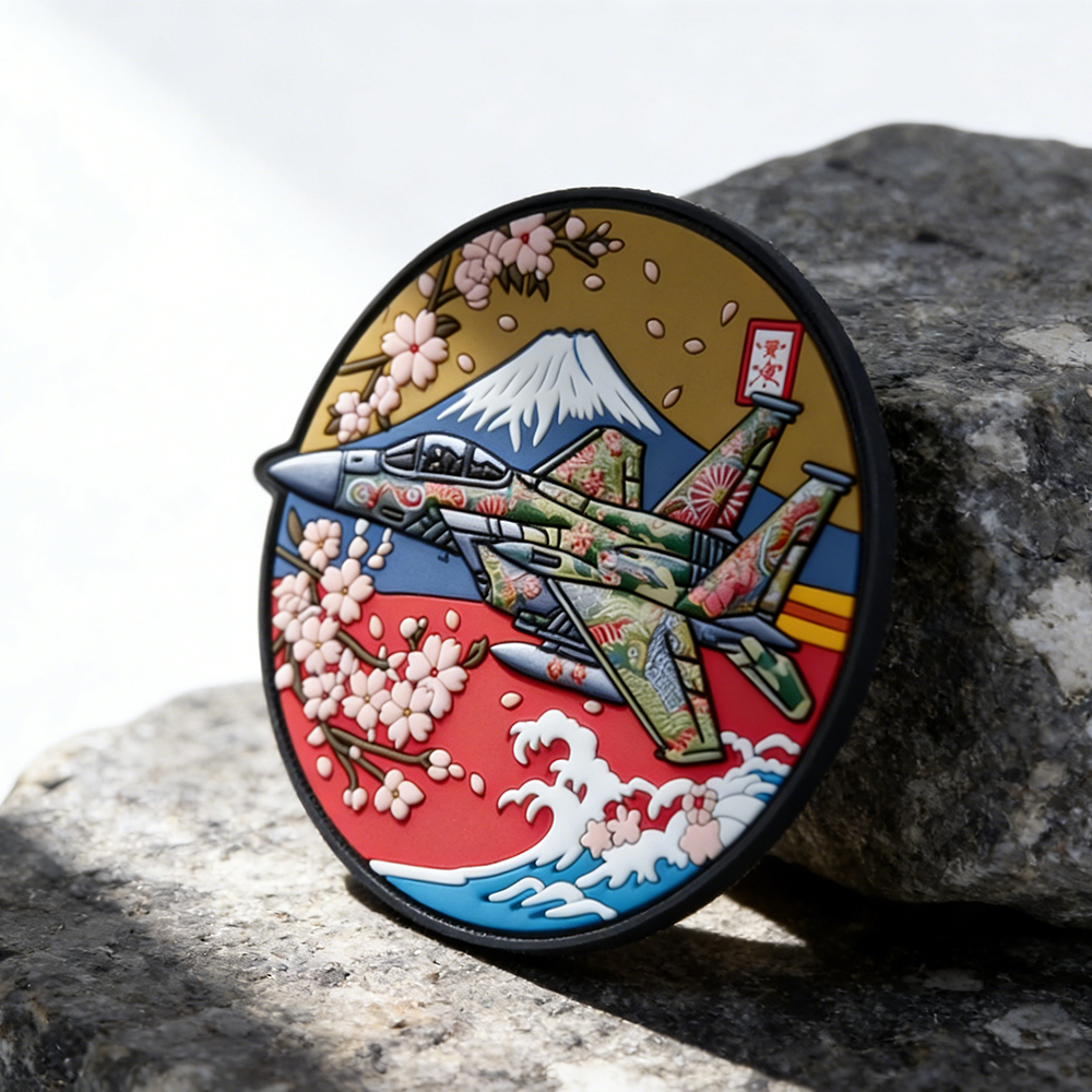 Japanese Fuji Sakura Landscape PVC Patch Colorful Jet Artwork Soft Rubber Emblem for Clothing Bags Accessories Decoration