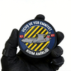Turkish Aviation Style PVC Patch Round Design Yellow Black Warning Stripes Turkey Inspired Rubber Morale Patch