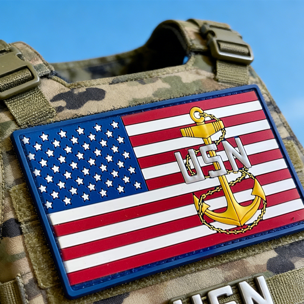 USA USN Navy Style PVC Patch American Flag Anchor Emblem 3D Soft Rubber Patch for Gear Bags Jackets