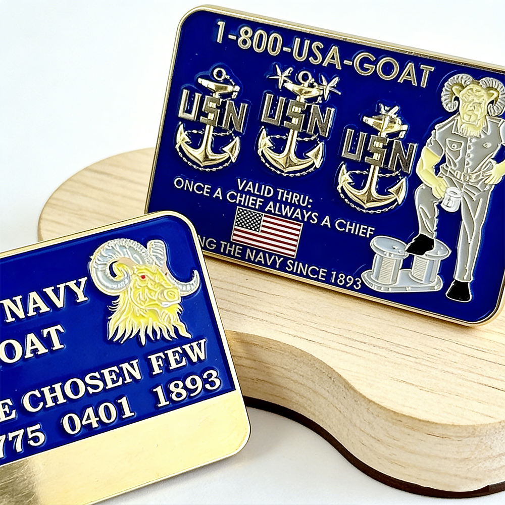Personalized Credit Card Style Metal Coin for U.S. Navy Chief Petty Officer Class Custom Commemorative Coin