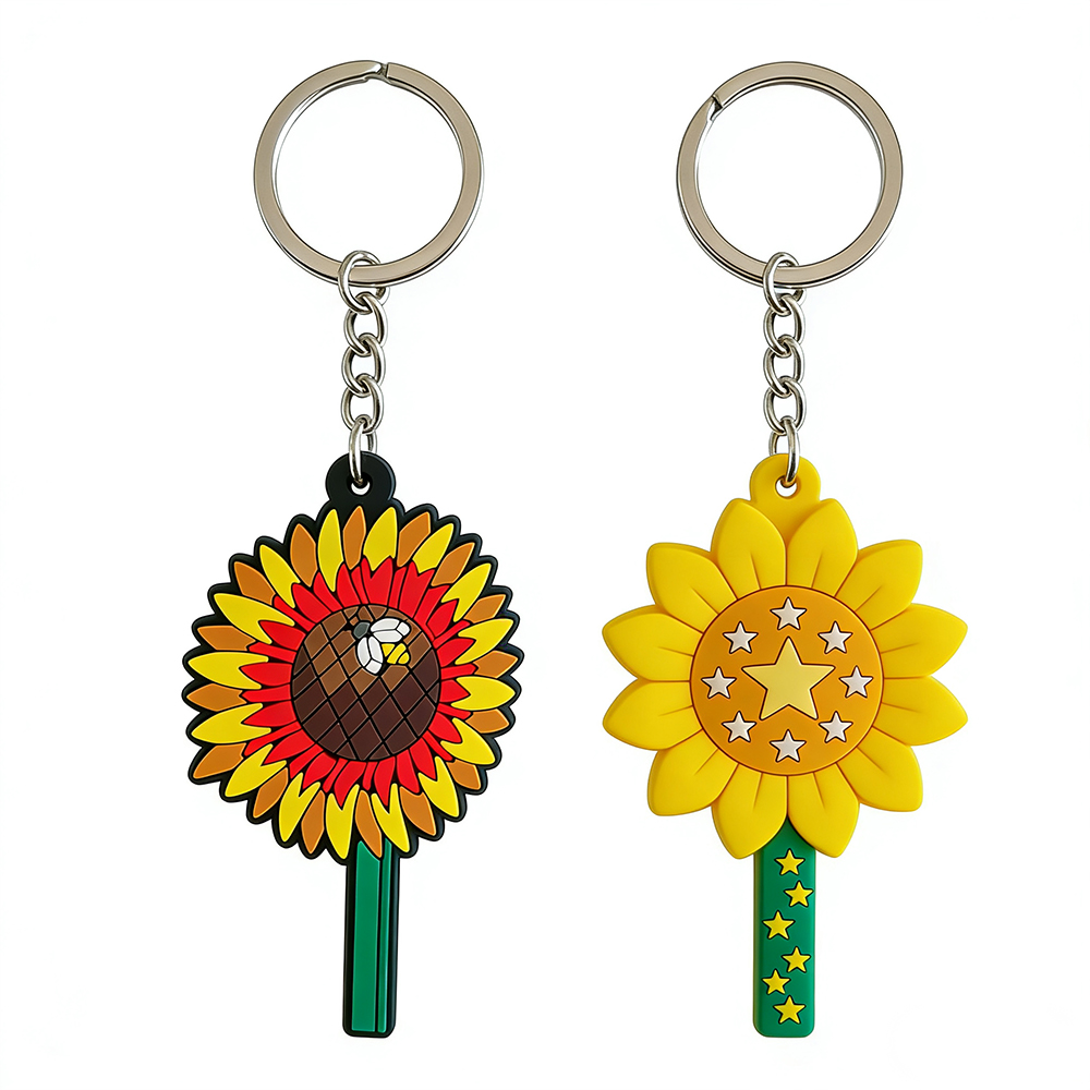High Quality Hot Sales Usa Sunflower Custom Soft PVC Make Your Own Key Chain