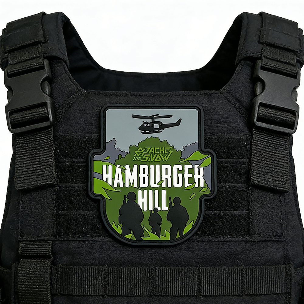 United States Hamburger Hill PVC Patch Custom Soft Rubber Scenic Mountain Helicopter Theme Patch for Apparel Bags Gear
