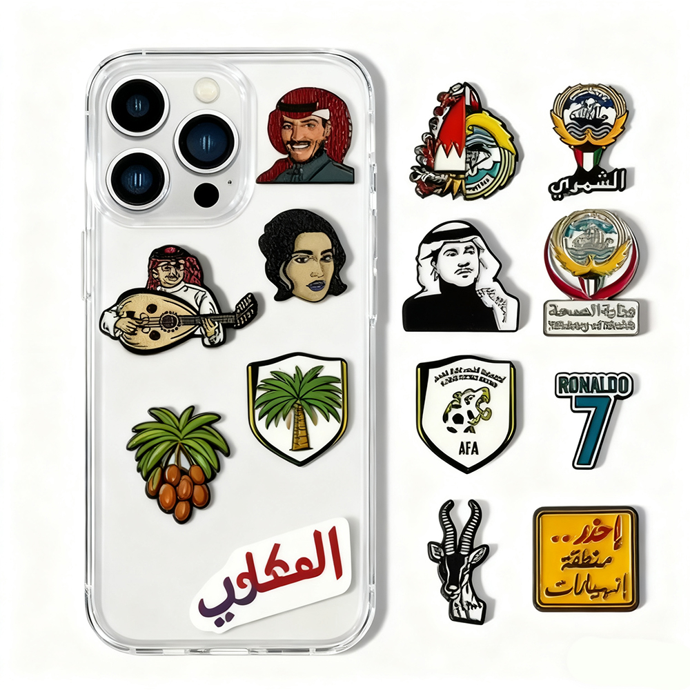 Saudi Arabia UAE Oman Metal Crafts Mobile Phone Decoration for Lapel Pin Sticker Brooch Badge Mobile Phone Decoration for Phone