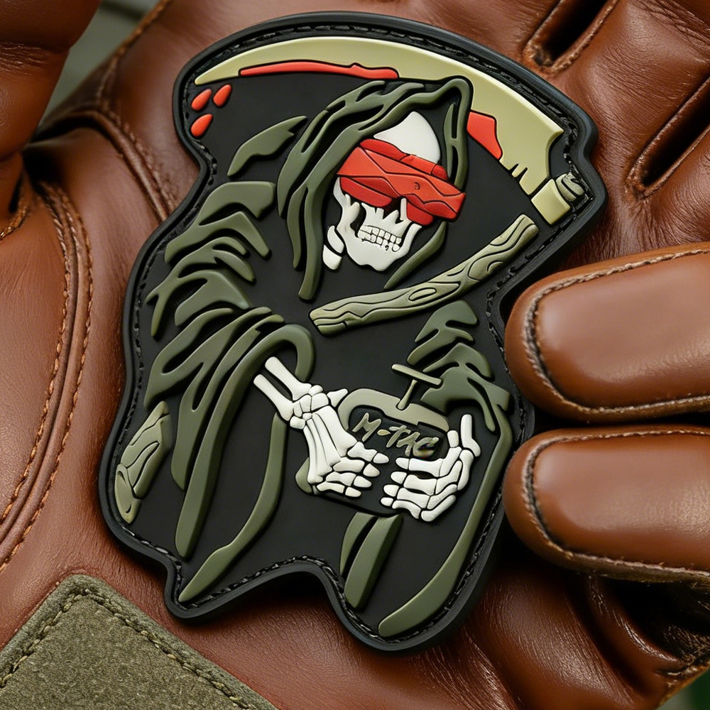 Europe Grim Reaper Style PVC Morale Patch Custom 3D Soft Rubber Patch Dark Theme Collectible Design