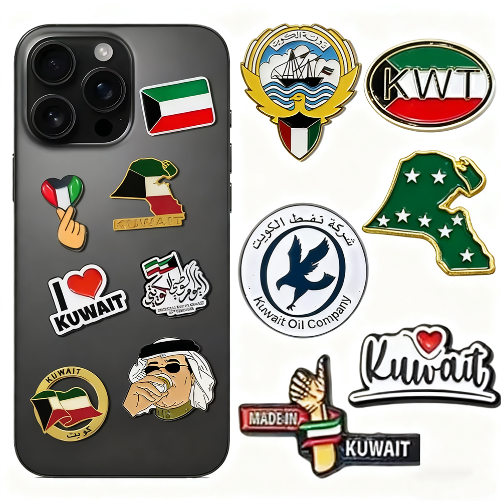 Custom Made Uae Oman Metal Crafts Mobile Phone Sticker National Emblem Flag Souvenir Pendant Badge Unique Iron Sticker for Phone