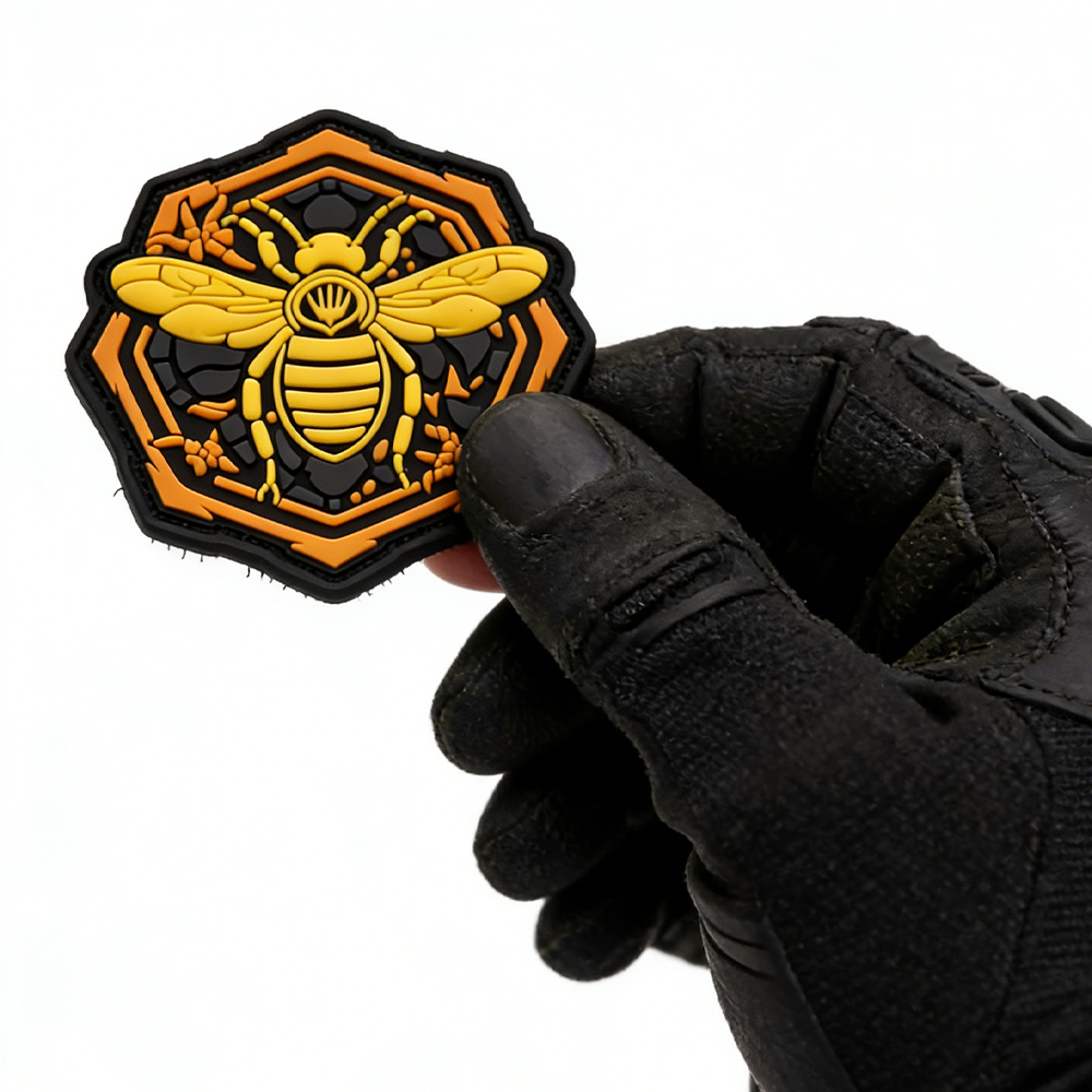 Bee-yond Hexagon 3D Rubber PVC Patch Unique Honeycomb Bee Inspired 3D Patch with Detailed Texture for Accessories and Gifts
