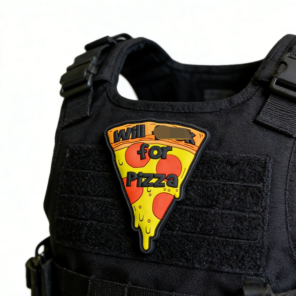 Custom Funny Taco Pizza Food Rubber PVC Patch Cartoon Style Soft PVC Patch for Bags Hats Backpacks and Accessories