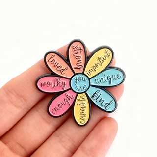 Creative Motivational Quotes Flower Enamel Pins You Are Loved Enough Worthy Strong Brooch Clothes Lapel Badge Gift for Friends