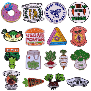 Hard Enamel Pins Vegeterian Veganism Stay Healthy Enamel Lapel Plant Pals Vegan Brooch