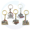 custom 3D buildings embossing logo enamel antique bronze metal qatar souvenir keychain keyring
