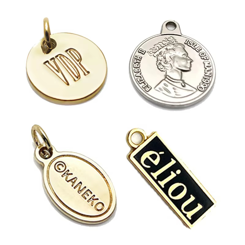 High Quality Custom Brand Name Letter Engraved Plate Tag Garment Metal Logo Labels for Clothing