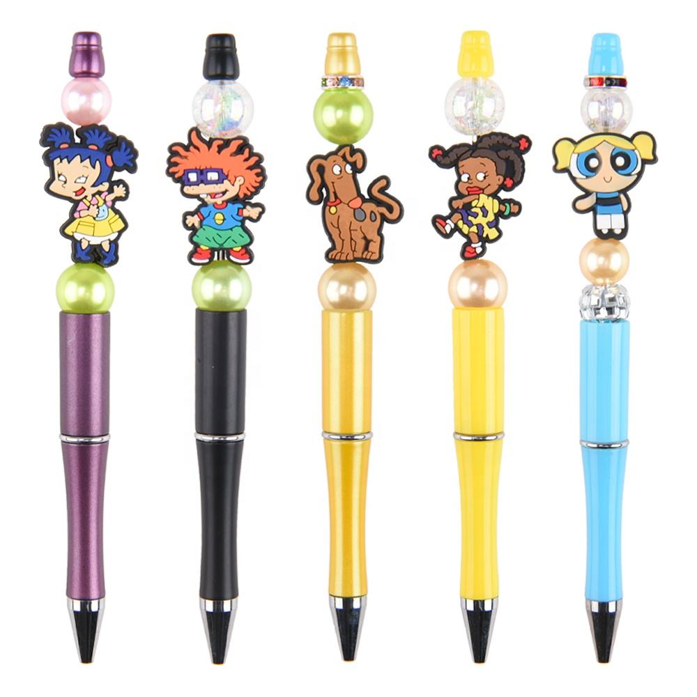 Soft Material Custom eco-friendly mix focal beads character silicone teething beads pen making beads and charms for pen tops