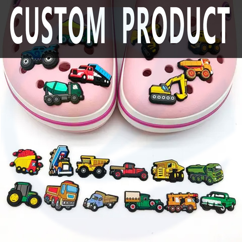 Custom Car Shape Series Decorative Shoelace Charm Shoe Lace Charms Soft Rubber Garden Shoe Accessories
