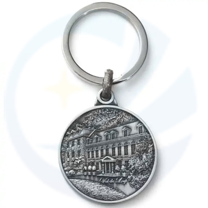High quality zinc alloy made antique silver 3d metal car key chain custom personalized Pewter keychains with keyring