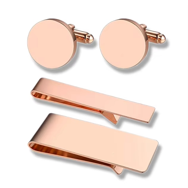 Manufacture Metal Blank Soft Enamel Diamond Suit Shirt Engraved Logo Tie Clips Men Cuff Links With Box Packaging Custom Cufflink