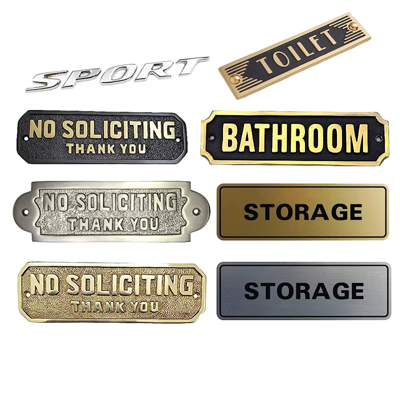 Design Small Clothes 3d Logo Silver Brass Gold Branded Emblem Stainless Steel Engrave Nameplate Pin Custom Metal Name Plate