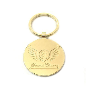 Small MOQ Your Own Brand Name Round Shape Custom Metal Engraved Logo Key Chain