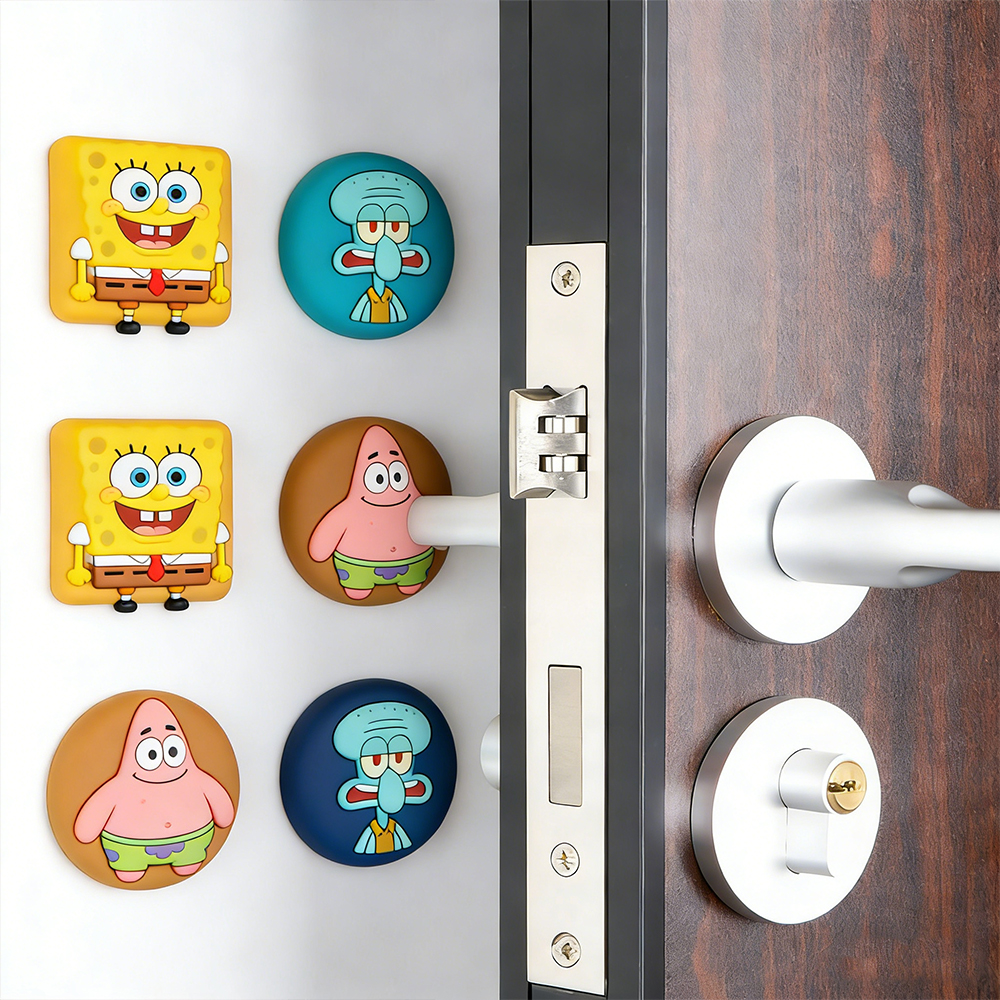 Wholesale PVC Rubber Cartoon Door Handle Stopper Pad Self Adhesive Bumper for Kids Room Decor