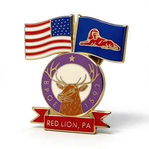 custom Red Lion PA BPOE Pin: Gold Enamel Finish - Patriotic Lodge Accessory