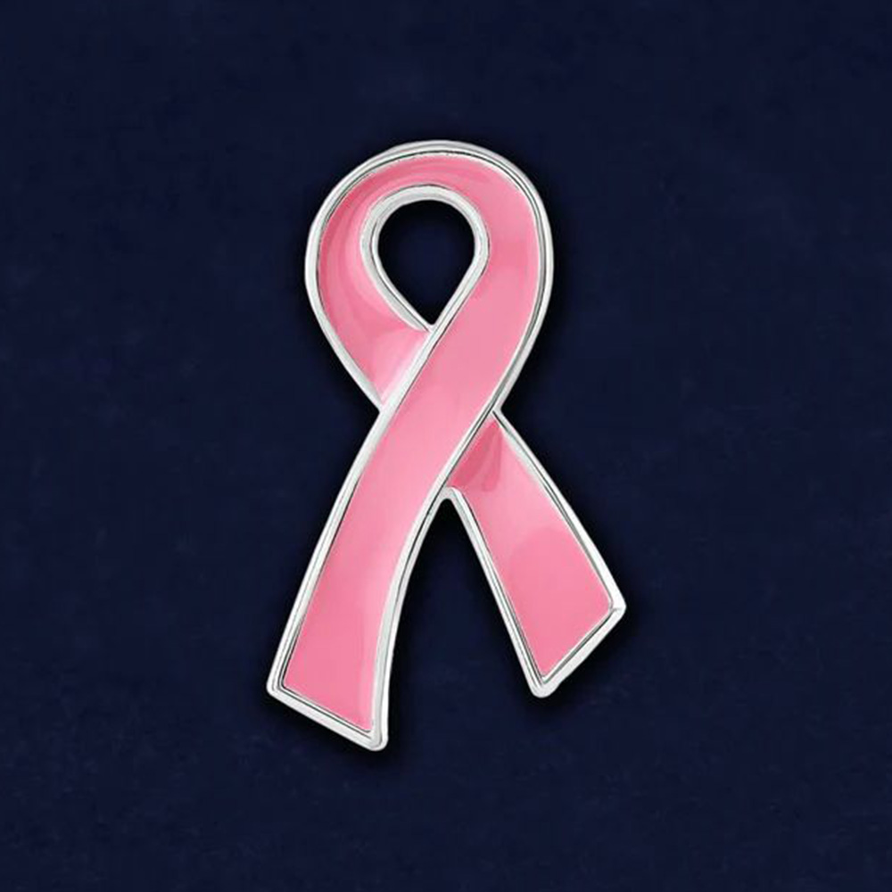 Custom Logo Pink Ribbon Breast Cancer Awareness Lapel Pin
