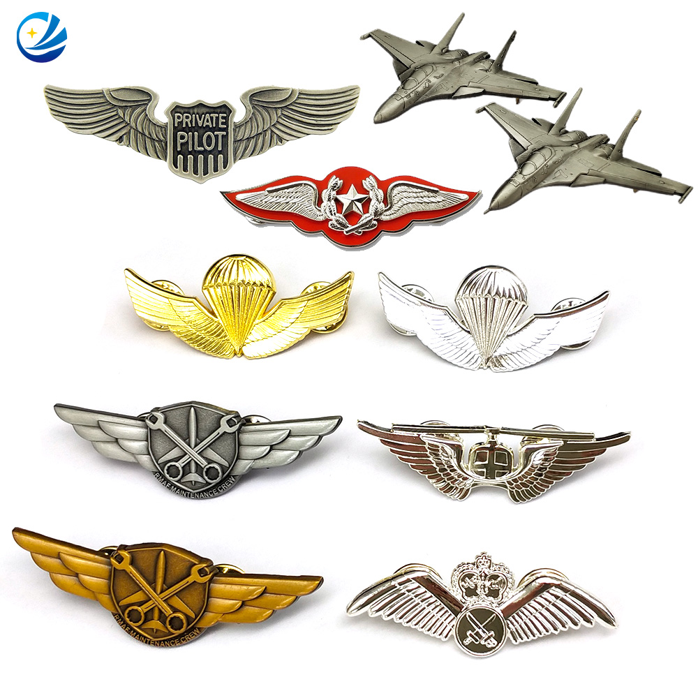 Custom Metal Pin 3D Custom Metal Pilot Wings Pin Badge