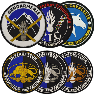 Custom French Boy Scout LOGO Heat Press Sew Iron on Embossed Rubber Badges PVC Patch