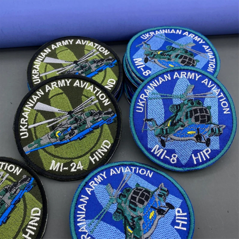 Wholesale Full Embroidery Ukrainian Air Force Aircraft Flight Hook And Loop Patches Bags Custom Iron on Embroidery Logo for Clothing