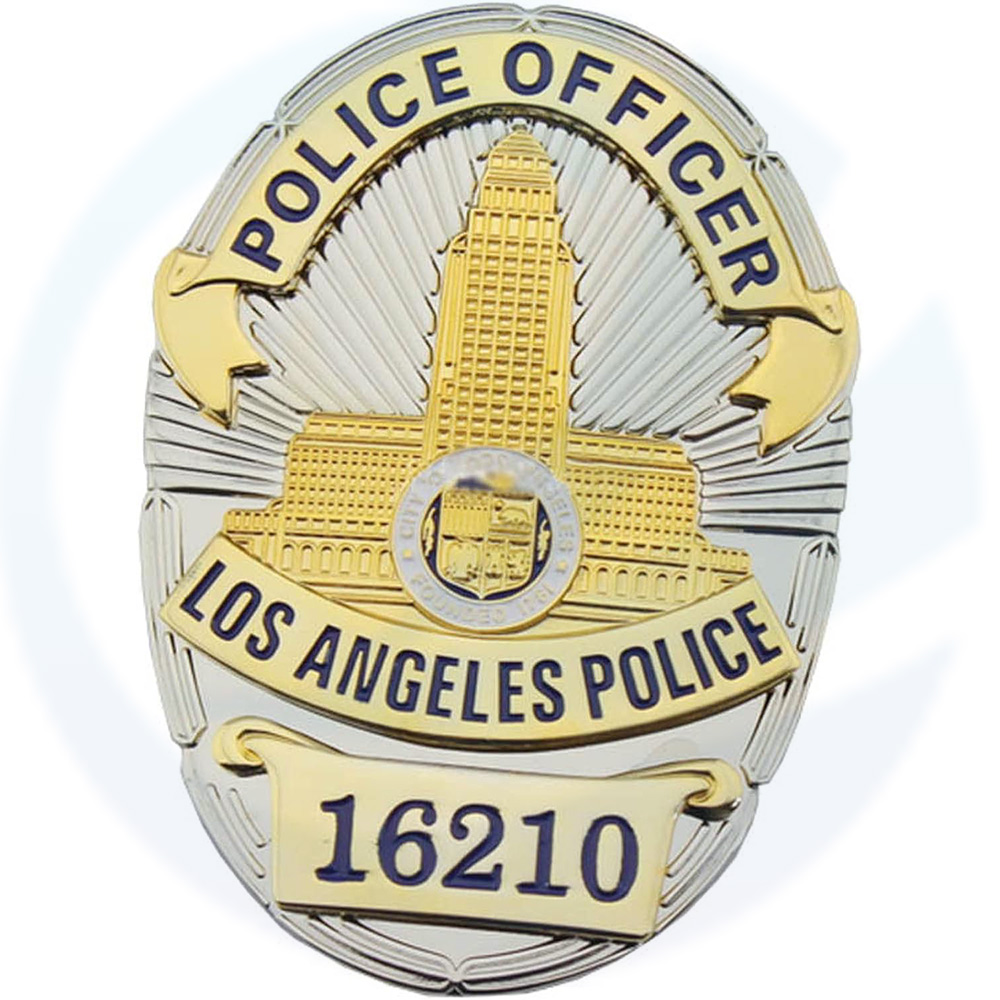 U.S LAPD Police Officer Badge Souvenir, Los Angeles Police 16210 Badge, 1:1 Reproduction, Triple Layer Brass Material, Military Fans and Soldiers Collection