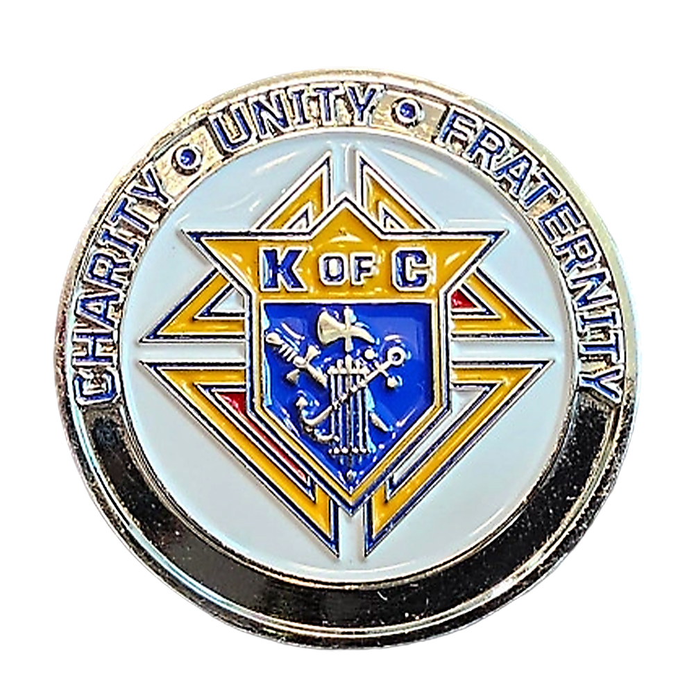 Custom Zinc Alloy Philippine Mason Emblem 3" Gold Blue Cut Out Knights of Columbus Car Emblem Challenge Coin