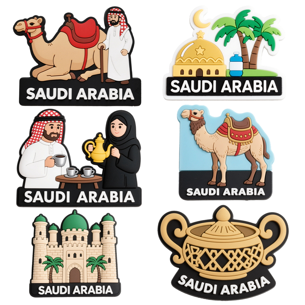 Guangzhou Manufacturer Saudi Arabia Travel Souvenir Soft Pvc 3d Embossed Fridge Magnet , Flexible Plastic Magnets