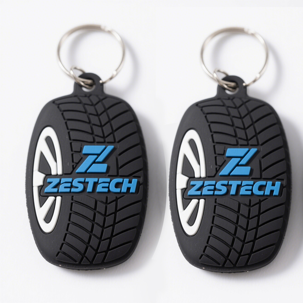 OEM Factory Custom Made Tire Shape Rubber Keychain with Logo Portable Promotional Key Holder and Carabiner