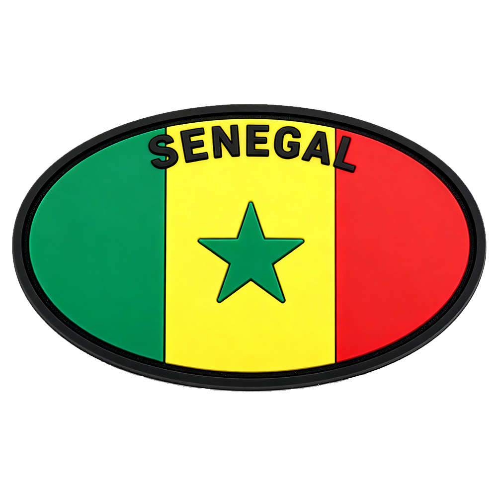 Custom Senegal Logo Heat Press Sew Iron on Rubber Badges Silicone Soft 2d 3d Rubber Pvc Patch
