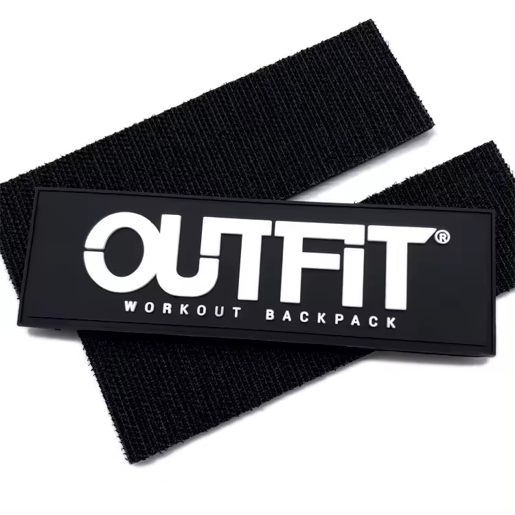 Hook & Loop Rubber Logo Label PVC Embossed Engraved Rubber Patches