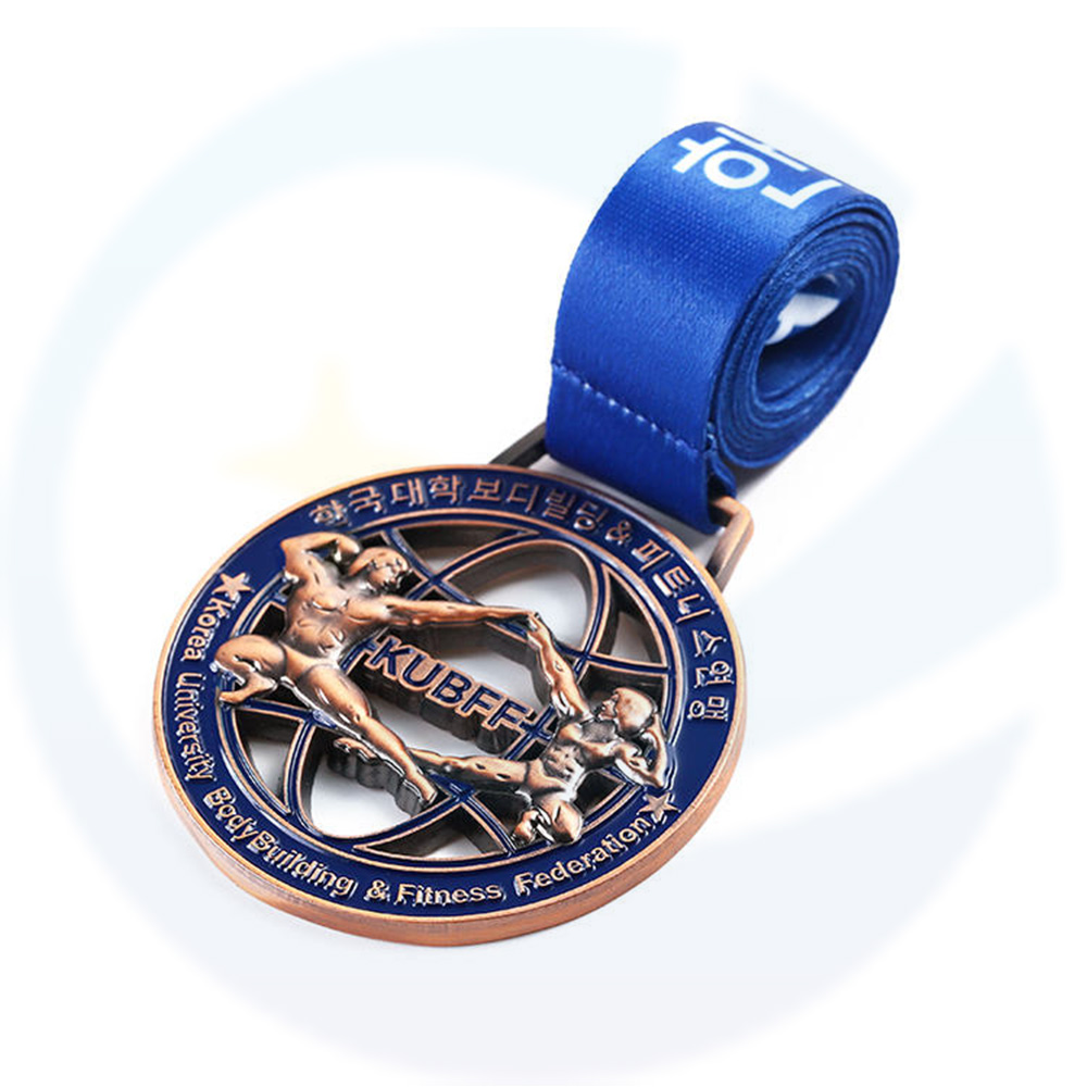 Sports Metal Zinc Alloy Korea University Bodybuilding Fitness Federation Medals Awards