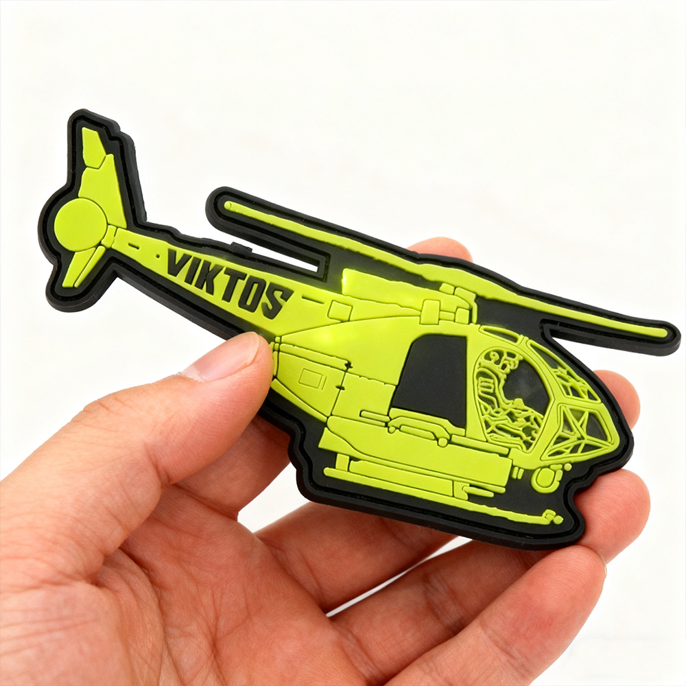 Custom Australian Helicopter Pattern PVC Patch Glow in the Dark 3D Rubber Patch for Jackets Bags and Collectors