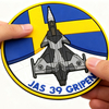 Custom Swedish Aviation Unit PVC Patch 3D Rubber Label with Hook Fastener