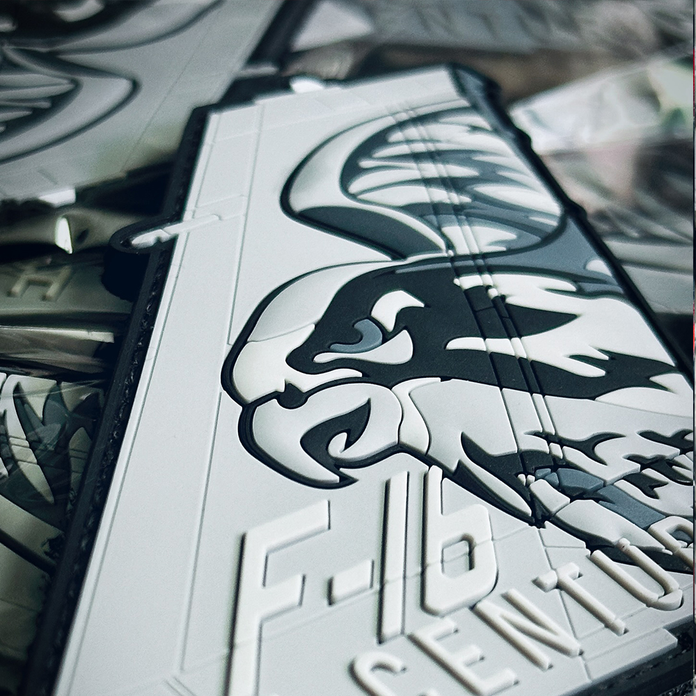 Custom “Half Century Falcon” Tail PVC Patch – 3D Soft Rubber Aircraft Fin Design, Hook & Loop Backing