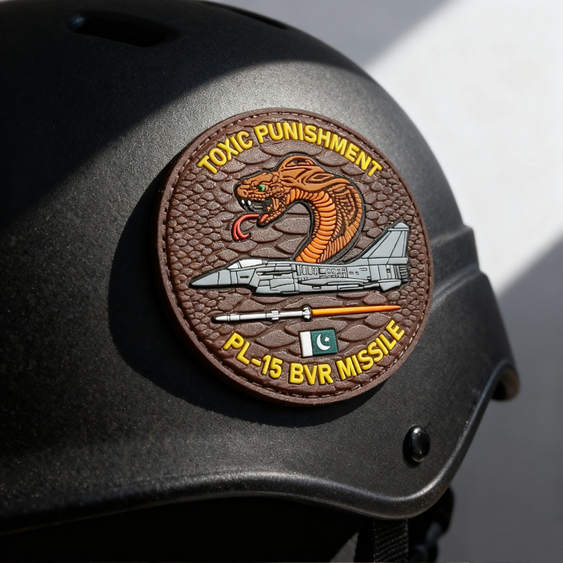 Custom Pakistan F-16 Fighter Unit PL-15 Missile 2D PVC Patch Durable Rubber Emblem Hook and Loop Badge