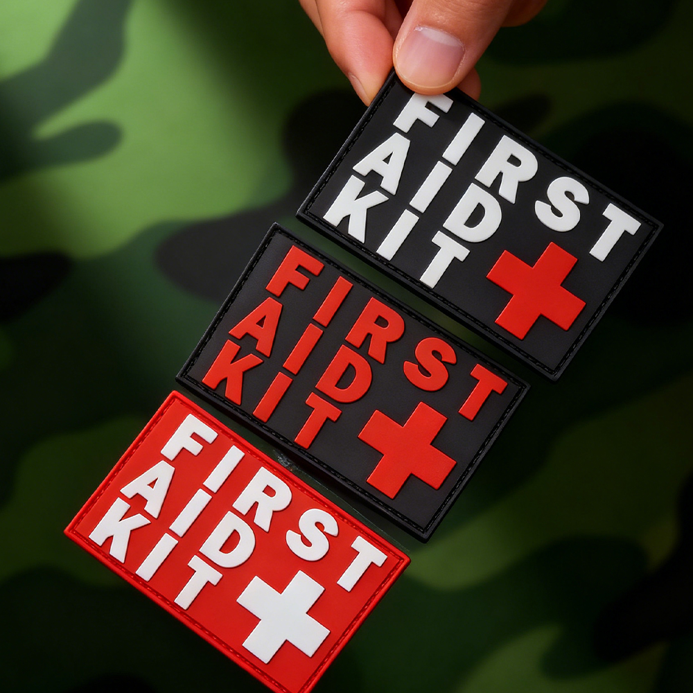 First Aid Kit IFAK PVC Patch Durable Rubber Medical Gear Label with Hook Backing for Outdoor Safety Packs and Bags