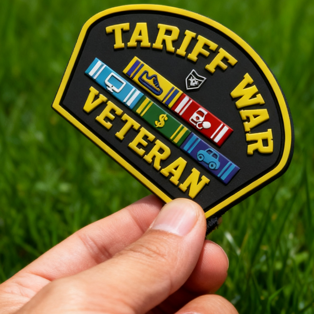 Custom Veterans of the US Tariff War PVC Patch 3D Soft Rubber Badge with Hook Loop for Backpack Jacket Cap