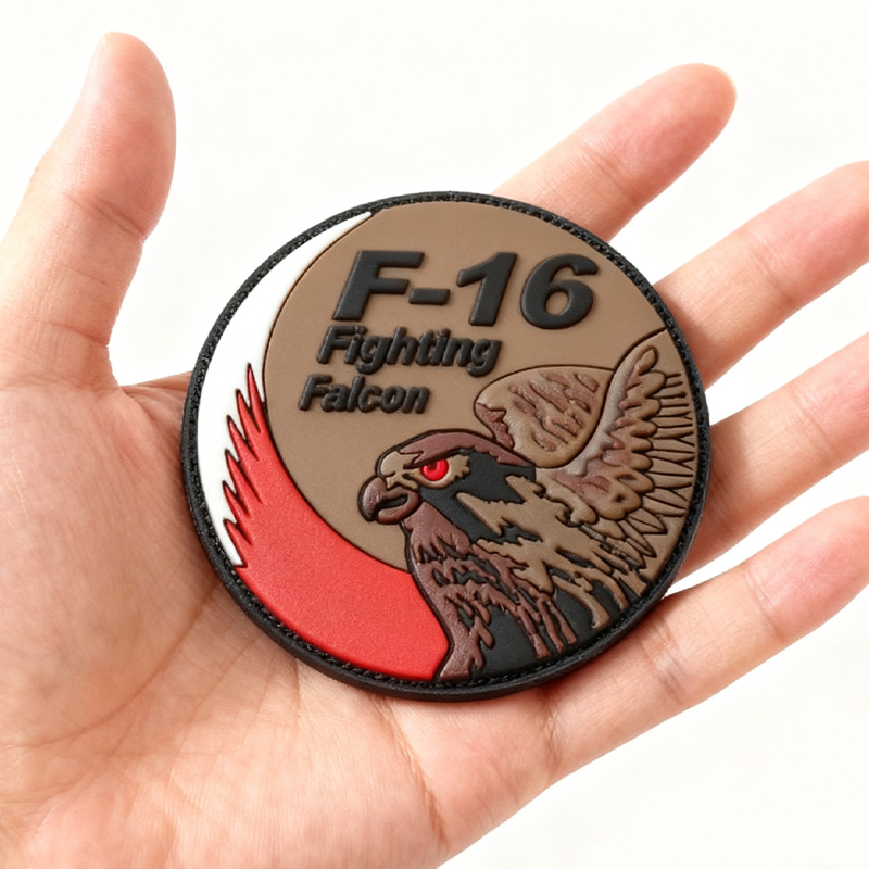 Custom Bahrain F-16 Falcon 3D PVC Patch | Soft Rubber Flight Squadron Emblem for Jackets & Bags