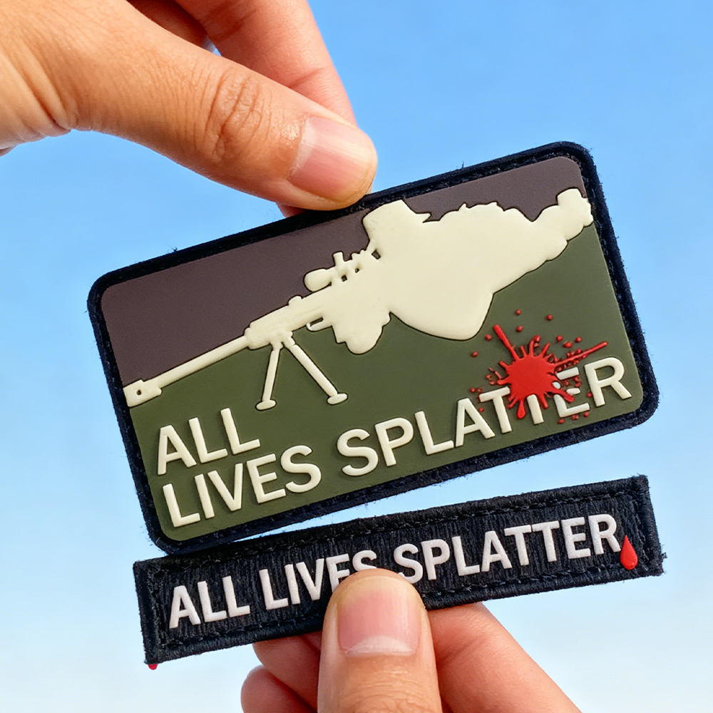 Funny All Lives Splatter PVC Patch – 3D Rubber Hook Loop Badge for Outdoor Packs EDC Gear Accessories