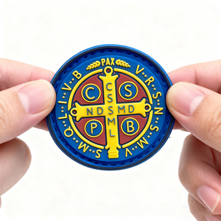 Personalized Saint Benedict Medal Custom Design Metal or PVC Keychain Pendant Religious Token