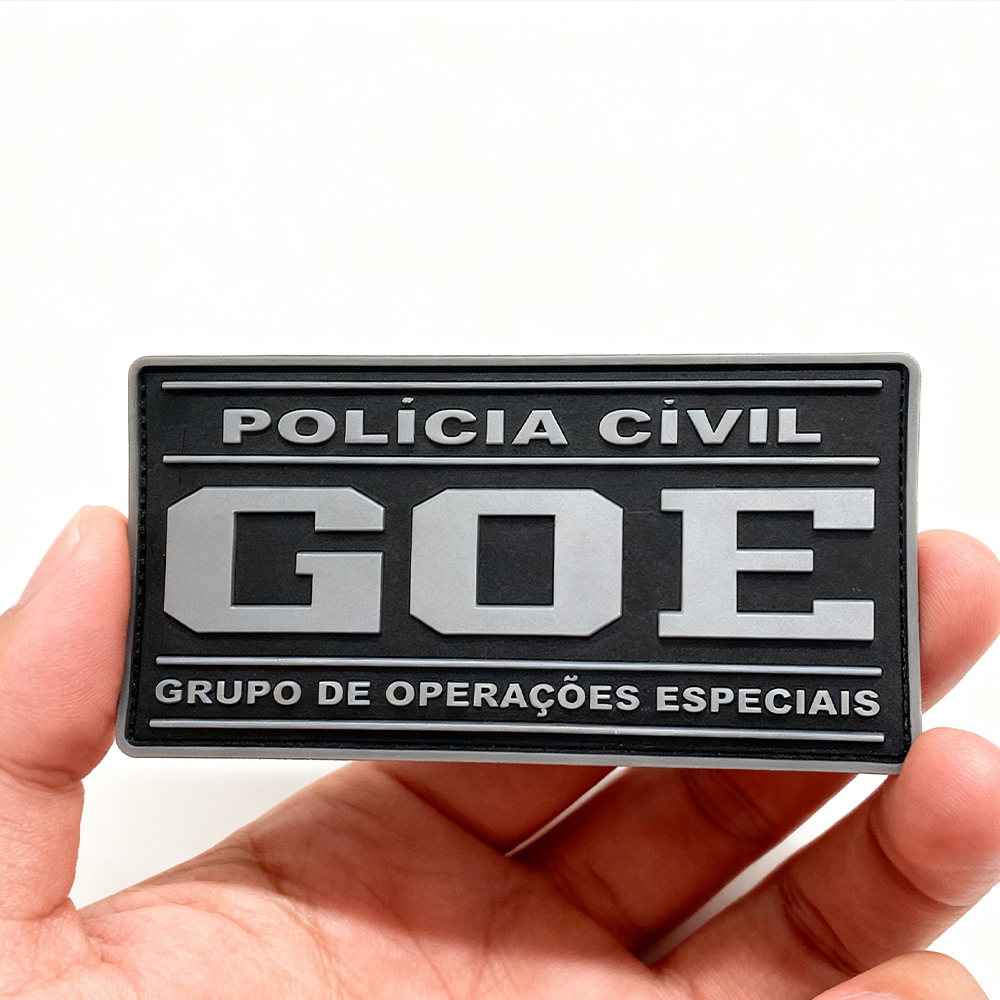 Custom Brazil GOE Emblem PVC Patch 3D Soft Rubber Badge with Velcro Backing for Jackets and Gear