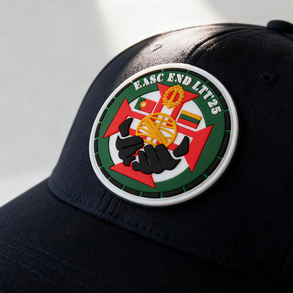 Custom EASC FND LTU25 Lithuania PVC Patch 3D Soft Rubber Badge with Hook and Loop Backing